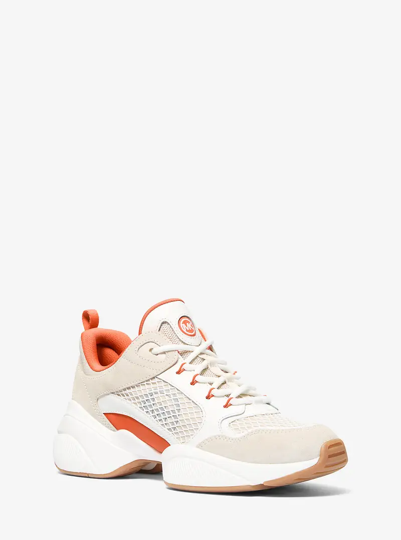 MK Sneaker Bowie in pelle scamosciata e mesh - Arancio - Michael Kors