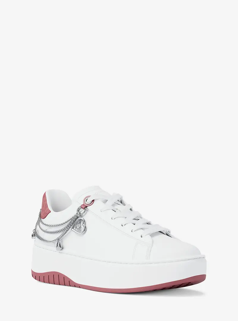 MK Sneaker Dottie in pelle con decorazione e plateau - Rosso - Michael Kors