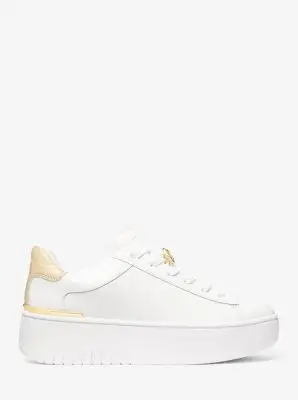 MK Sneaker Dottie in pelle con plateau - Oro - Michael Kors miniatura 3