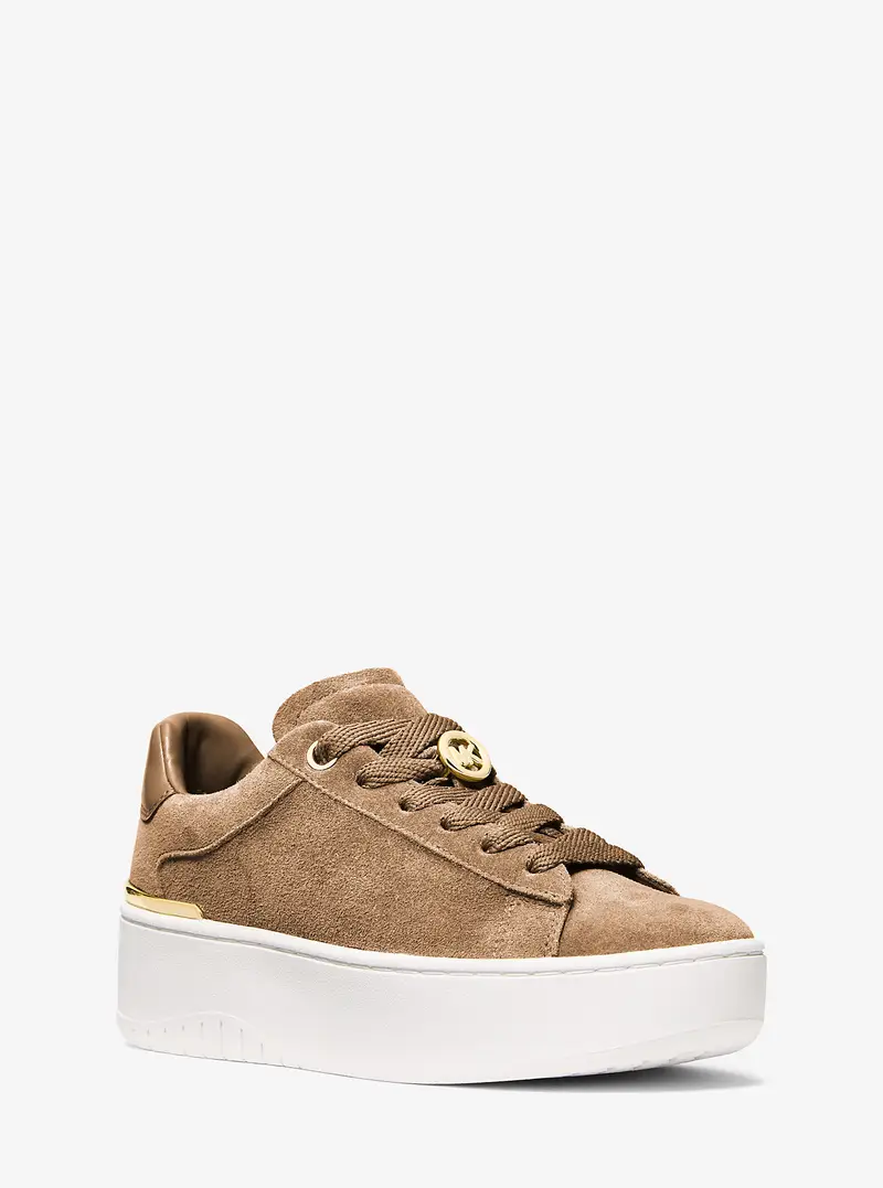 MK Sneaker Dottie in pelle scamosciata con plateau - Naturale - Michael Kors