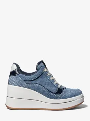 MK Sneaker Emmy in denim con zeppa - Bianco - Michael Kors miniatura 2