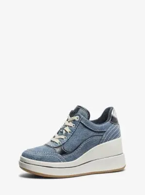 MK Sneaker Emmy in denim con zeppa - Bianco - Michael Kors miniatura 3