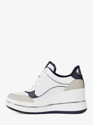 MK Sneaker Emmy in materiale misto con zeppa - Blu - Michael Kors miniatura 3