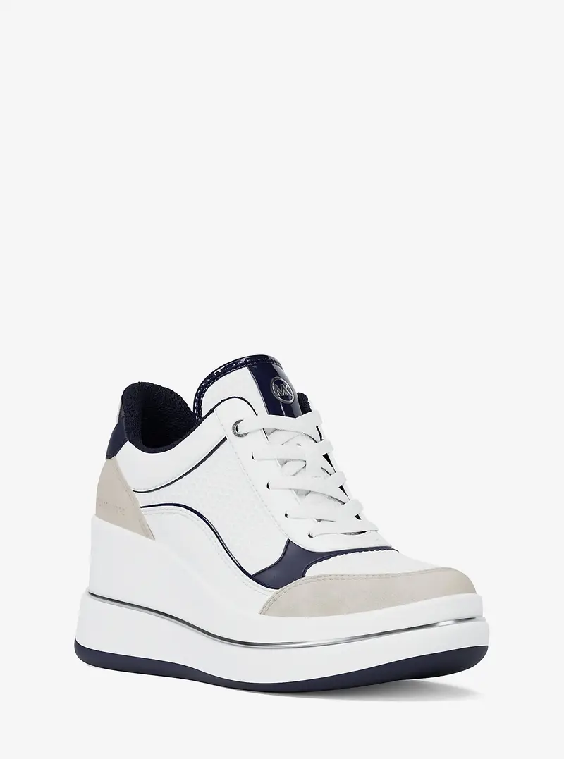 MK Sneaker Emmy in materiale misto con zeppa - Blu - Michael Kors