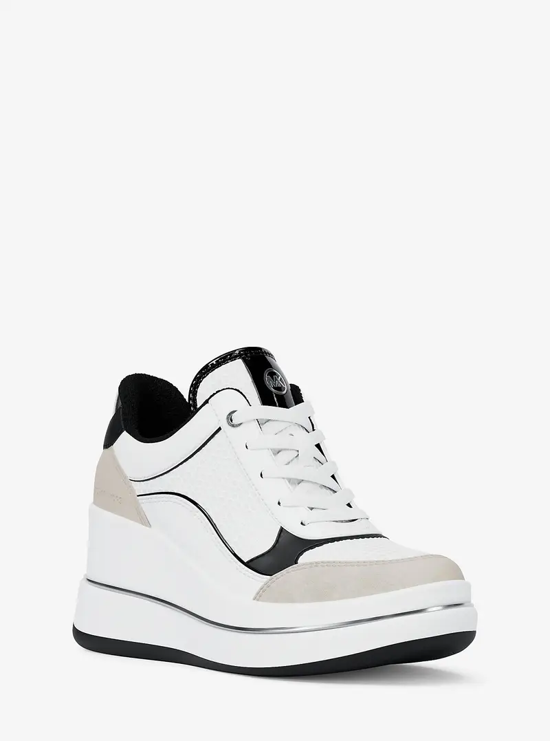 MK Sneaker Emmy in materiale misto con zeppa - Nero - Michael Kors