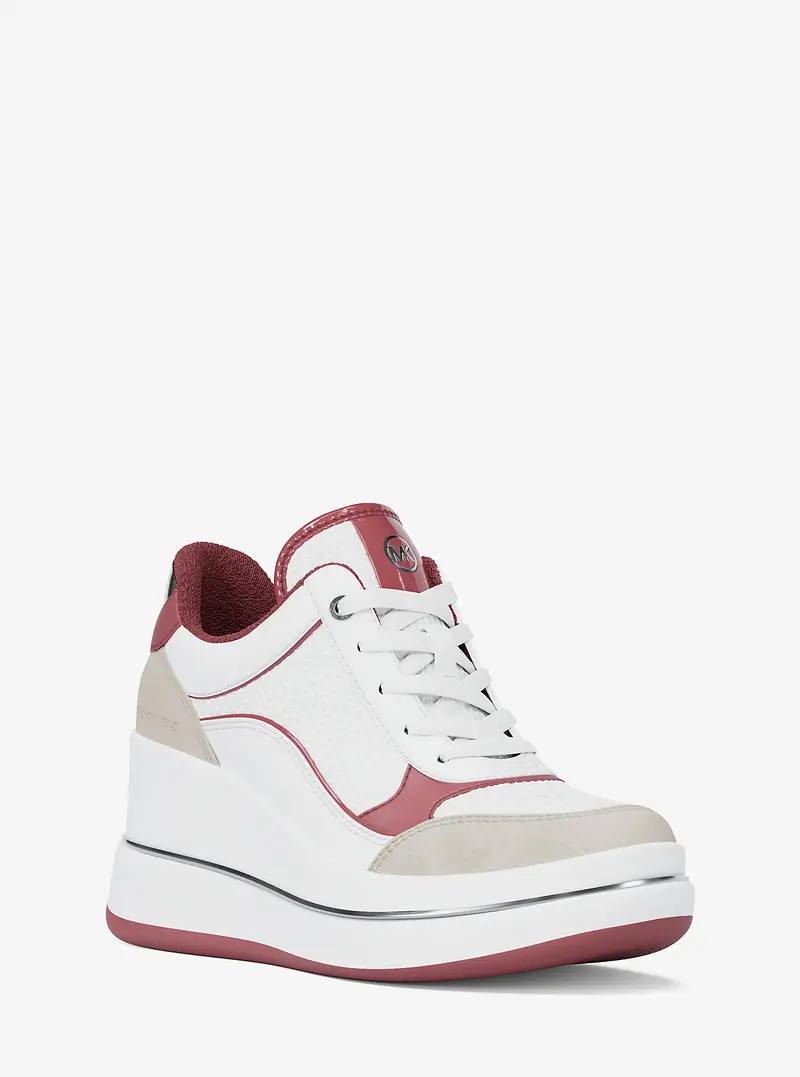 MK Sneaker Emmy in materiale misto con zeppa - Rosso - Michael Kors