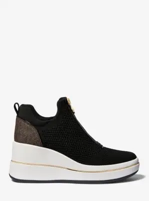 MK Sneaker Emmy in mesh con zip e zeppa - Marrone - Michael Kors miniatura 2