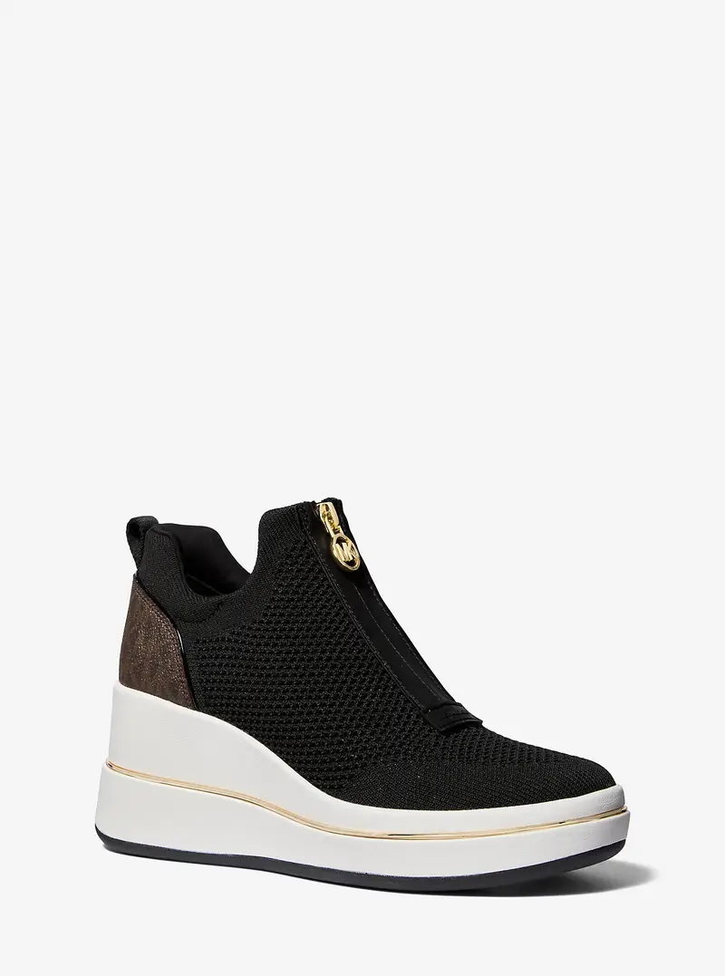 MK Sneaker Emmy in mesh con zip e zeppa - Marrone - Michael Kors