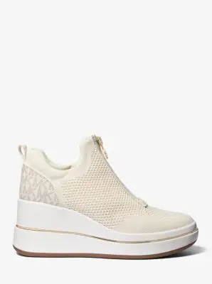MK Sneaker Emmy in mesh con zip e zeppa - Naturale - Michael Kors miniatura 2
