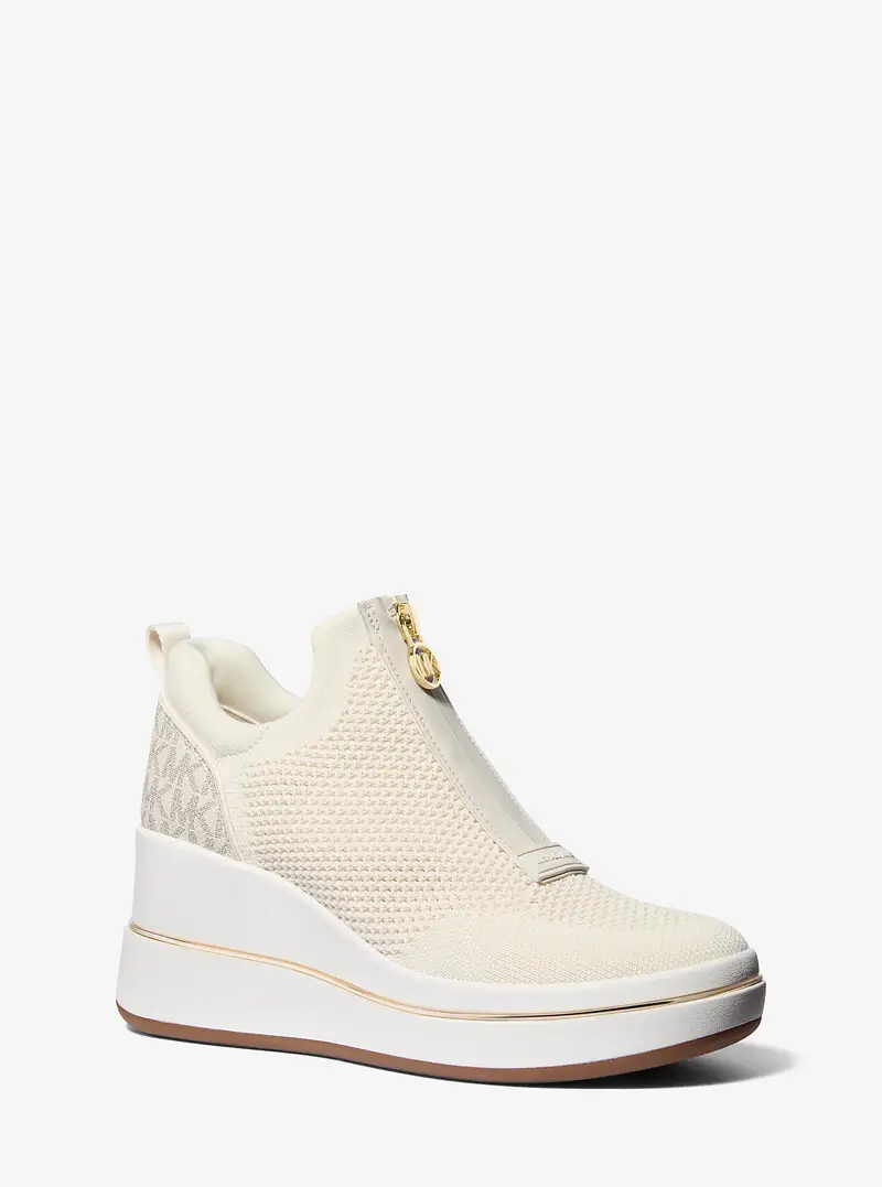 MK Sneaker Emmy in mesh con zip e zeppa - Naturale - Michael Kors