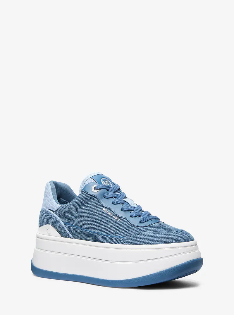 MK Sneaker Hayes in denim bicolore con plateau - Blu - Michael Kors