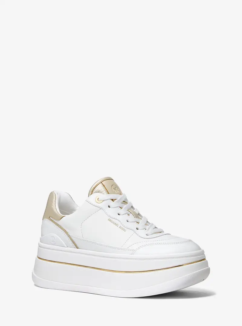 MK Sneaker Hayes in pelle con plateau - Oro - Michael Kors