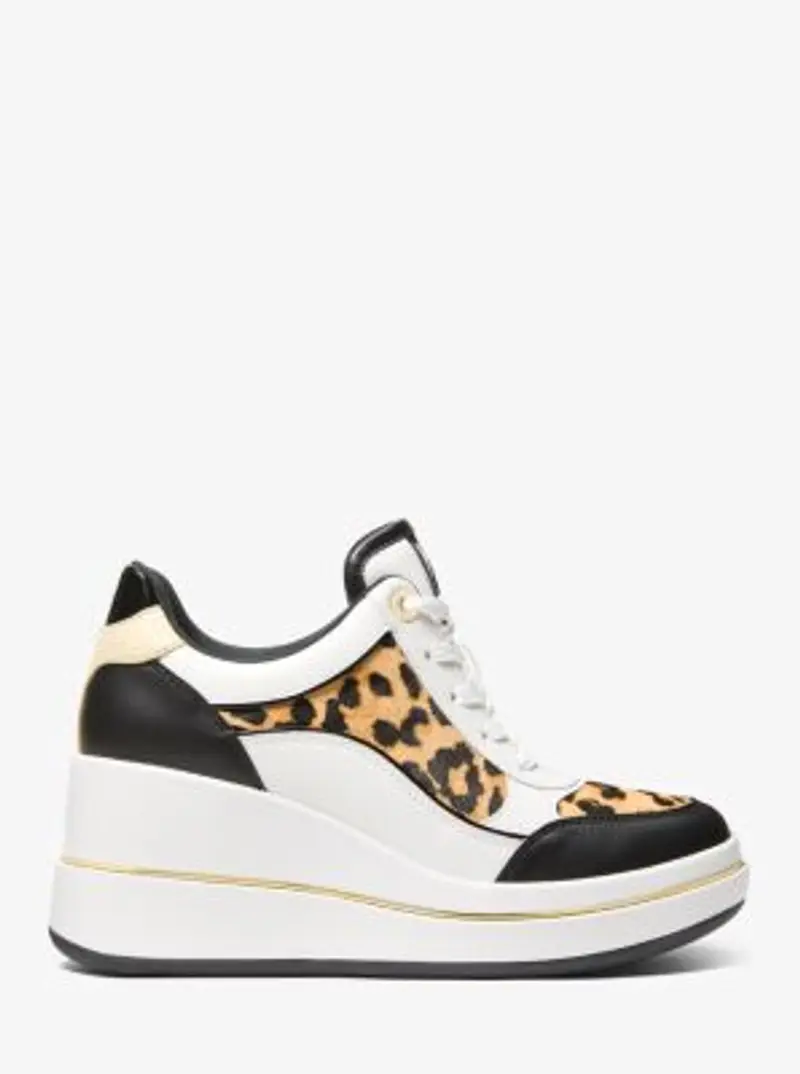 MK Sneaker Hayes in pelle scamosciata stampa coccodrillo con plateau - Giallo - Michael Kors miniatura 2