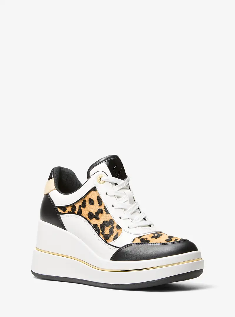 MK Sneaker Hayes in pelle scamosciata stampa coccodrillo con plateau - Giallo - Michael Kors