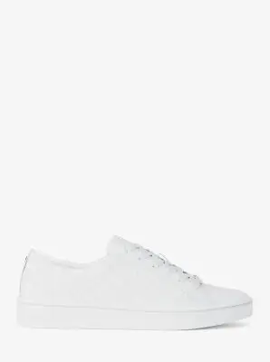 MK Sneaker Keaton in pelle con logo - Bianco - Michael Kors miniatura 2