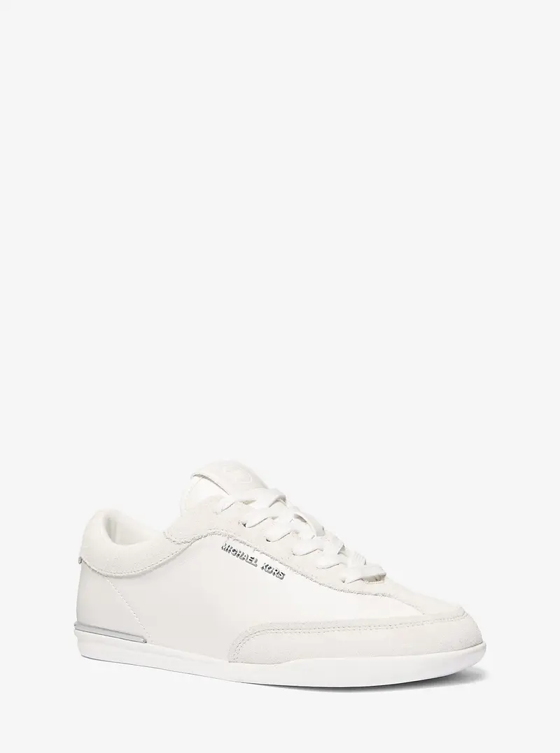 MK Sneaker Nolan in pelle scamosciata e pelle - Bianco - Michael Kors miniatura 3