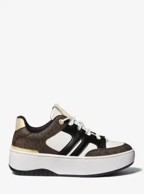 MK Sneaker Ryder in materiale misto con plateau - Marrone - Michael Kors miniatura 2