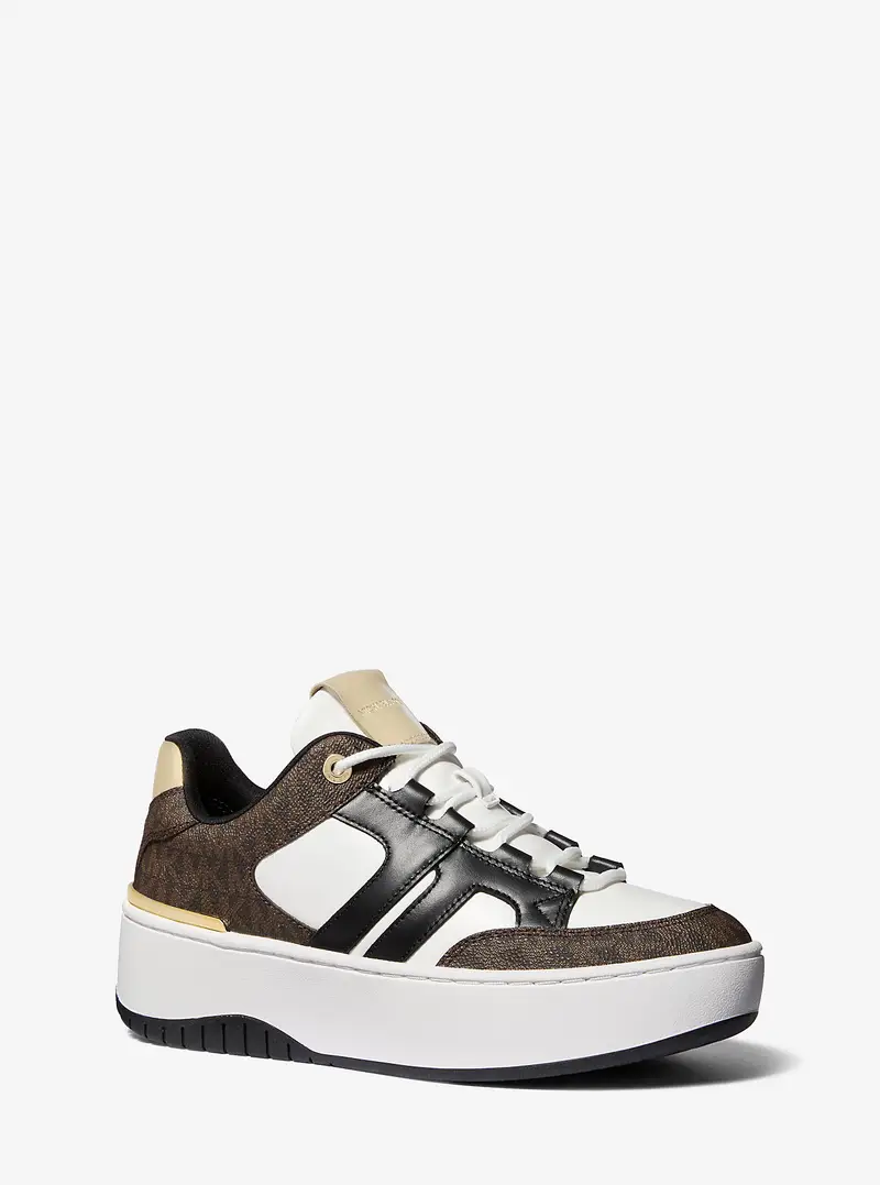 MK Sneaker Ryder in materiale misto con plateau - Marrone - Michael Kors