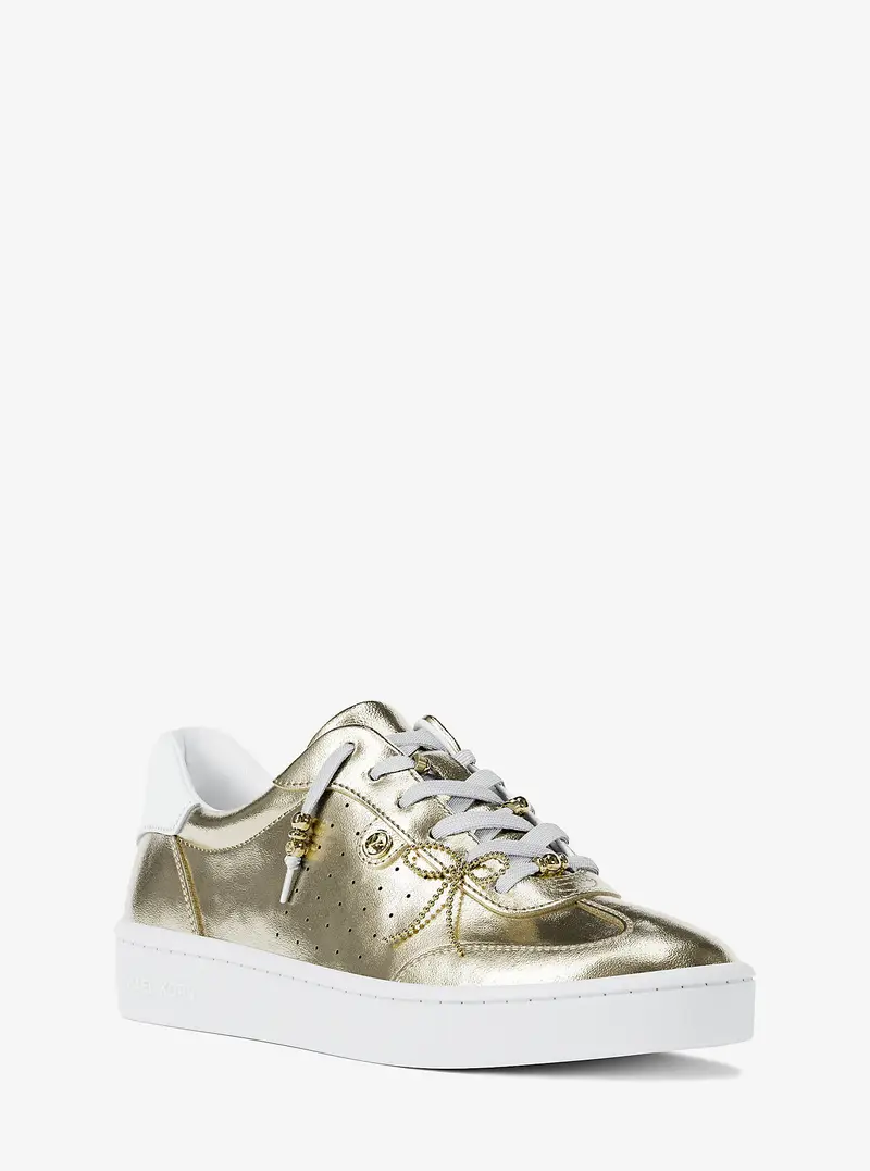 MK Sneaker Scotty in pelle metallizzata con decorazioni - Oro - Michael Kors