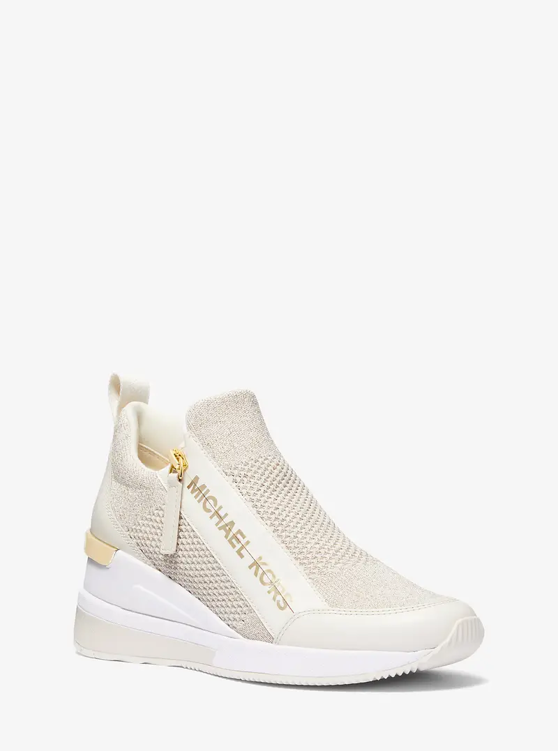 MK Sneaker Willis in maglia stretch metallizzata - Oro - Michael Kors