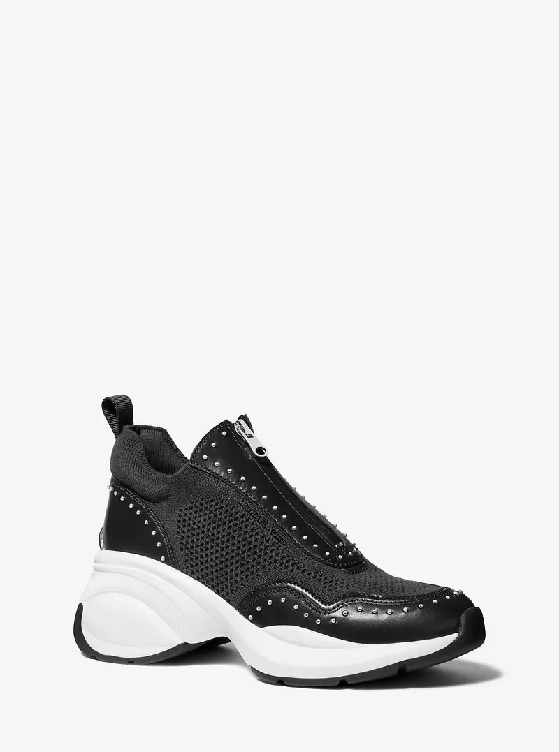 MK Sneaker Zuma in materiale misto con borchie - Nero - Michael Kors