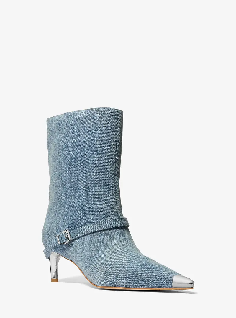 MK Stivale Kasia in denim con cintura - Bianco - Michael Kors