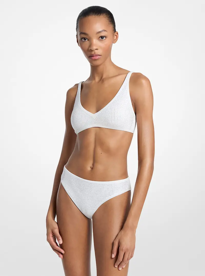 MK Top bikini con strass - Bianco - Michael Kors