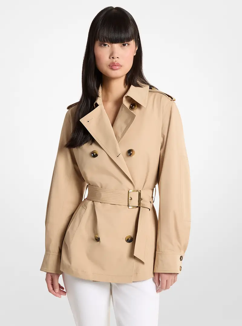 MK Trench cropped in tessuto con cintura - Naturale - Michael Kors