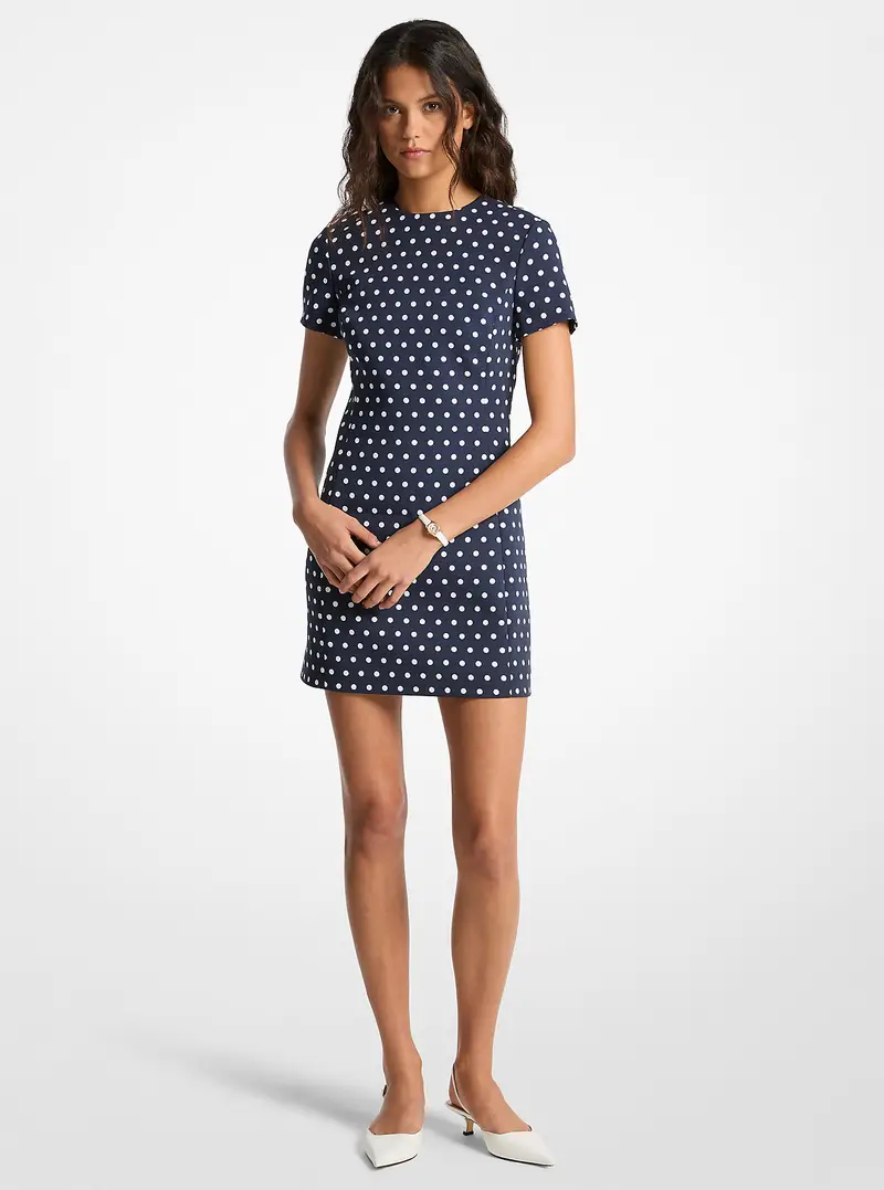 MK Tubino in crêpe stretch a pois - Blu - Michael Kors miniatura 2