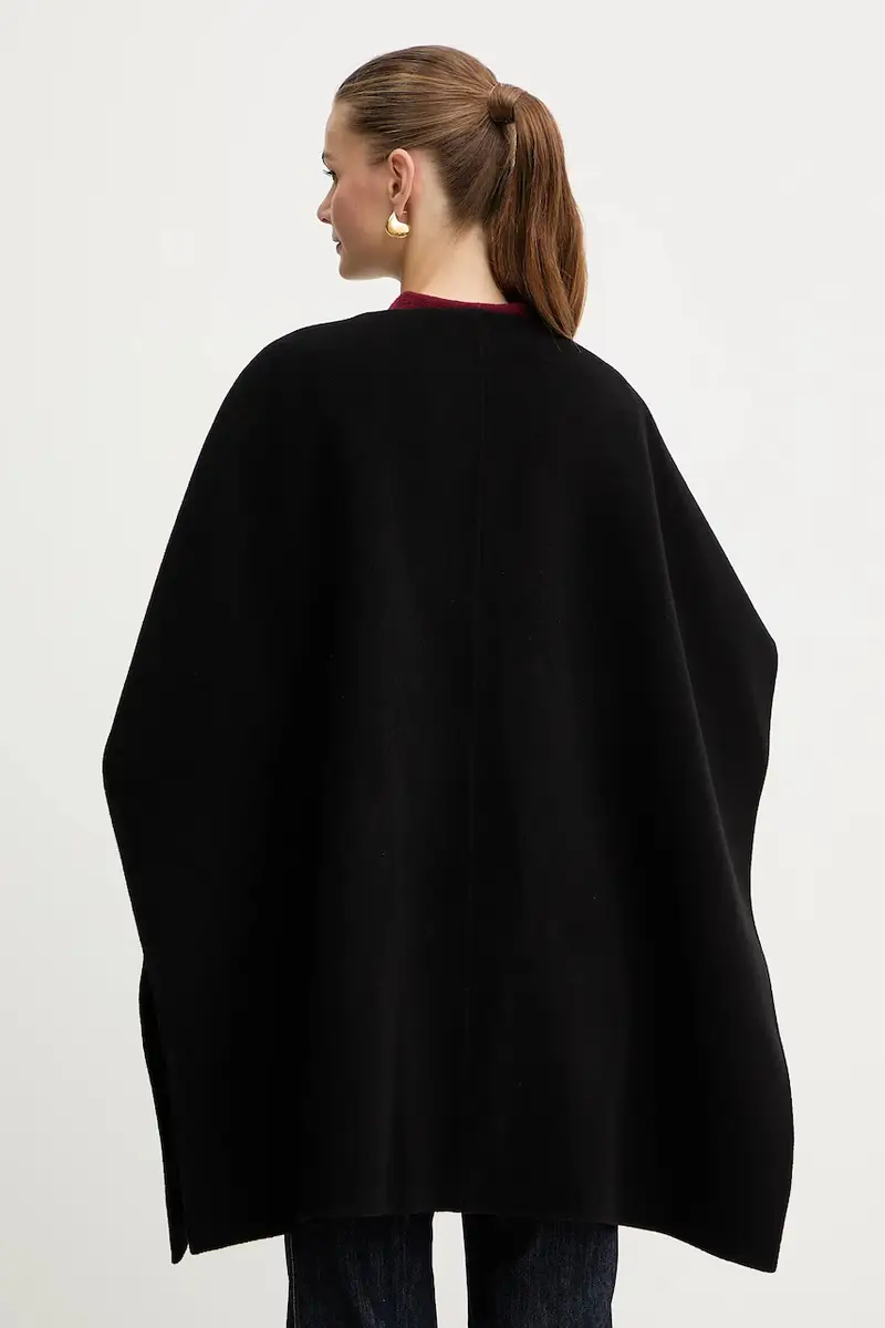poncho con lana colore nero MF520J6GBX miniatura 3