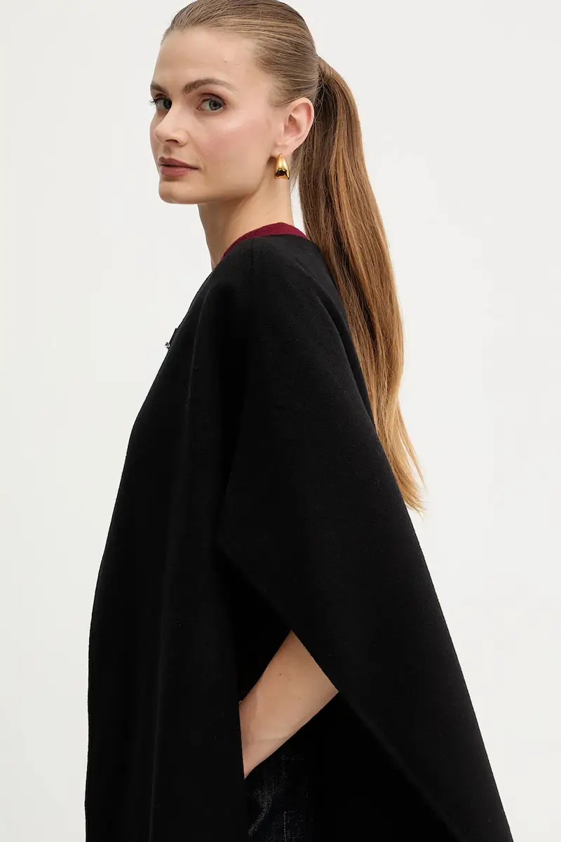 poncho con lana colore nero MF520J6GBX miniatura 4