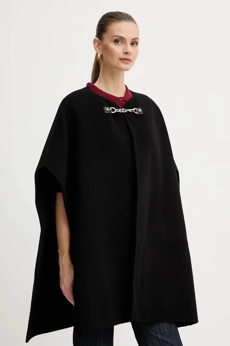 poncho con lana colore nero MF520J6GBX