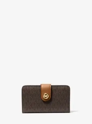 Portafoglio medio con stampa logo e ciondolo MK Pop - Michael Kors Marrone miniatura 2