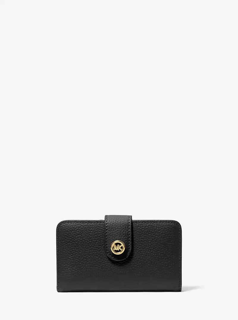 Portafoglio MK Pop Charm medio in pelle martellata - Michael Kors Nero