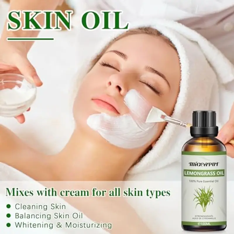 MIGCAPUT Olio Essenziale di Citronella 100ML, Olio di Citronella di Grado Terapeutico Naturale Puro al 100%, Oli Essenziali di Aromaterapia per Diffusori, Umidificatore, Massaggi, Lenire l'umore miniatura 3