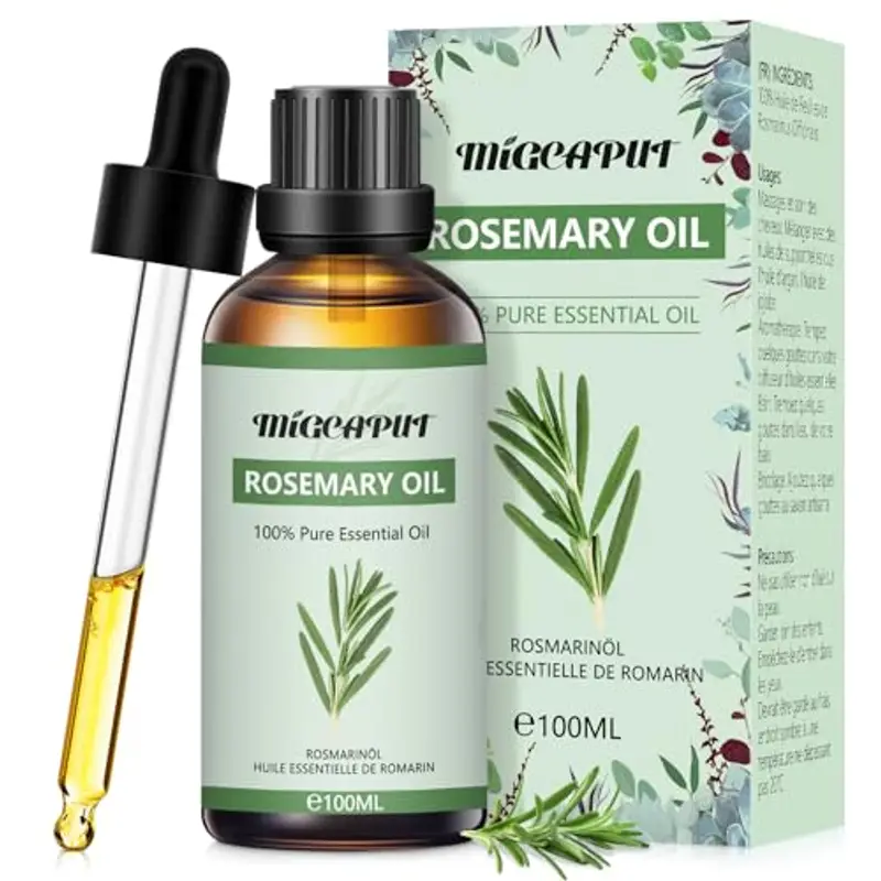 MIGCAPUT Olio Essenziale di Rosmarino 100ML, Olio di Rosmarino di Grado Terapeutico Naturale Puro al 100%, Oli Essenziali di Aromaterapia per Diffusori, Umidificatore, Massaggi, Relax, Lenire l'umore