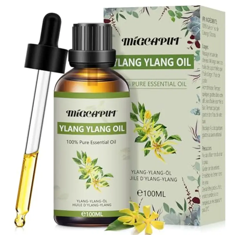 MIGCAPUT Olio Essenziale di Ylang Ylang 100ML, Olio di Ylang Ylang di Grado Terapeutico, 100% Puri Naturale Oli Essenziali di Aromaterapia per Diffusori, Umidificatore, Massaggi, Relax
