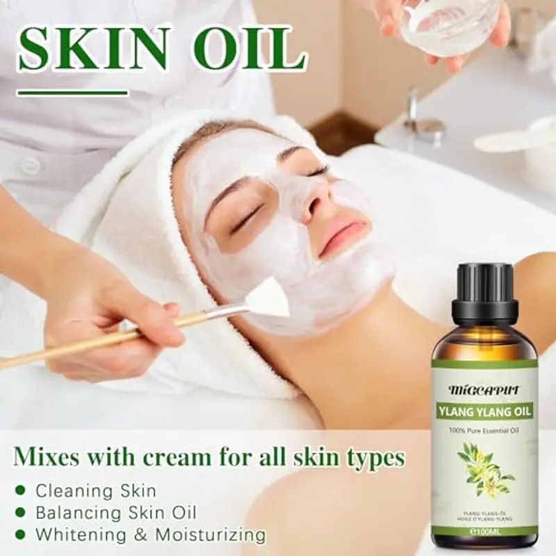 MIGCAPUT Olio Essenziale di Ylang Ylang 100ML, Olio di Ylang Ylang di Grado Terapeutico, 100% Puri Naturale Oli Essenziali di Aromaterapia per Diffusori, Umidificatore, Massaggi, Relax miniatura 3