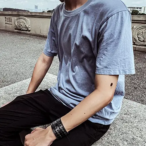 MILAKOO Bracciale di pelle a fascia larga con borchie metalliche nero con borchie di metallo in stile motociclista punk miniatura 3