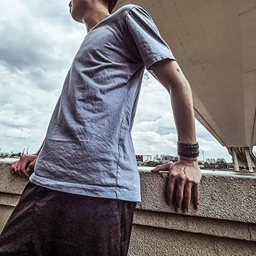 Milakoo Bracciale di pelle a fascia larga con borchie metalliche unisex con borchie di metallo in stile motociclista miniatura 2