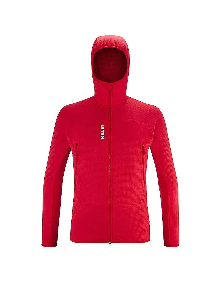 Giacca in pile da uomo Fusion Grid Polartec con cappuccio rosso | XL