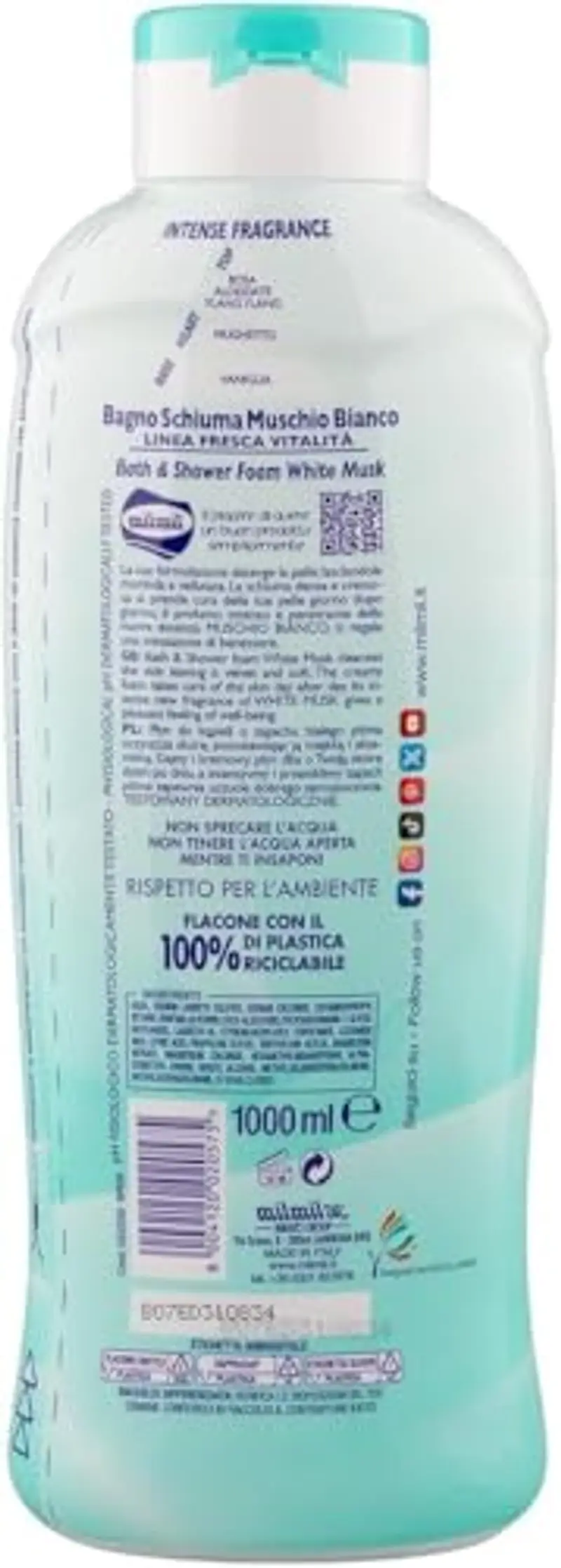 Milmil Bagno Doccia Aloha Aloha, Fragranza Intensa con Antibatterico Naturale, Dermatologicamente Testato PH Fisiologico - 1000 ML miniatura 3