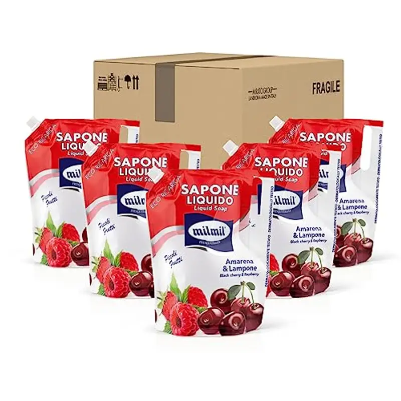 Milmil Sapone Liquido, Fragranza Argan & Miele, Ricarica Universale Maxirisparmio, Dermatologicamente Testato pH 5.5