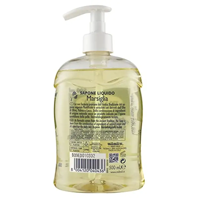 Milmil Sapone Liquido, Fragranza Marsiglia, con Dispenser, Sapone Mani, Viso e Corpo, Dermatologicamente Testato - 6 x 500 ML miniatura 2