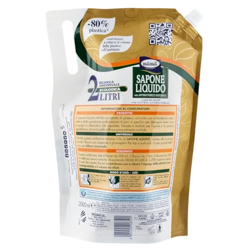 Milmil Sapone Liquido, Fragranza Pino & Ginepro, Ricarica Universale Maxirisparmio, Dermatologicamente Testato con miniatura 2