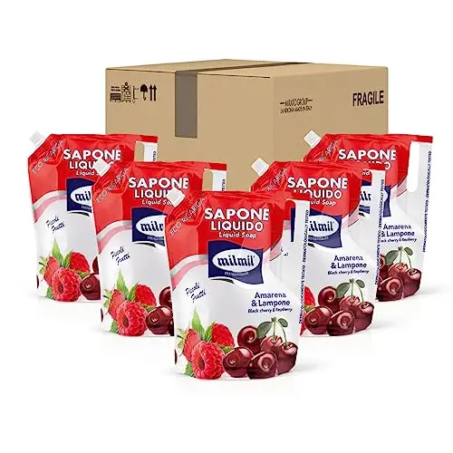 Milmil Sapone Liquido, Fragranza Talco & Iris, Ricarica Universale Maxirisparmio, Dermatologicamente Testato