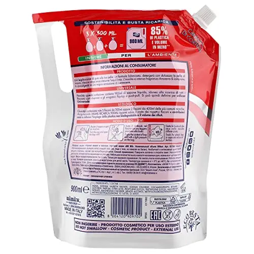 Milmil Sapone Liquido, Fragranza Talco & Iris, Ricarica Universale Maxirisparmio, Dermatologicamente Testato miniatura 2