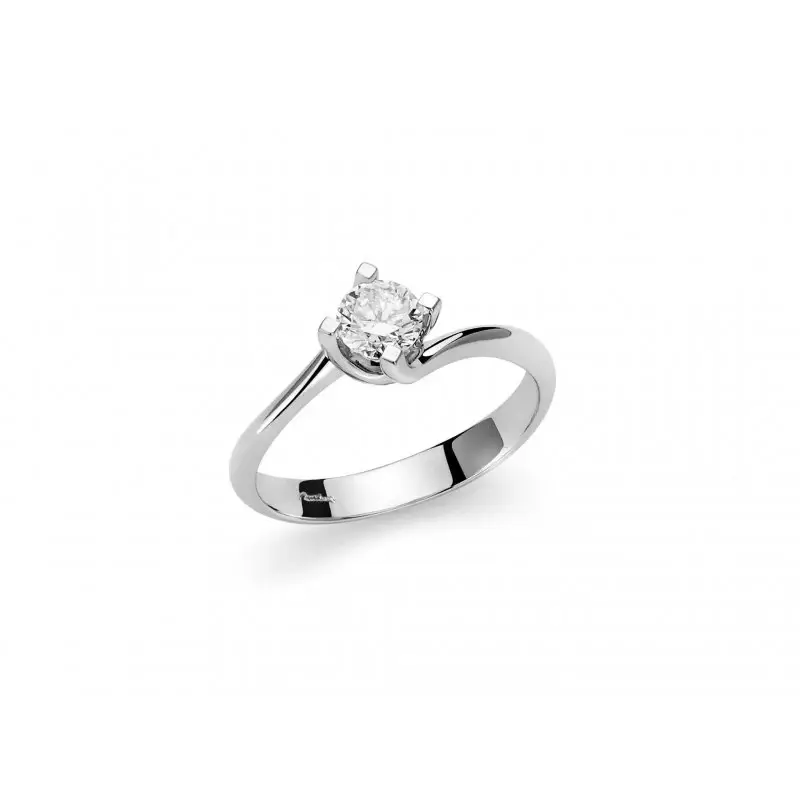Anello Solitario A Valentino In Oro Bianco E Diamante - Miluna