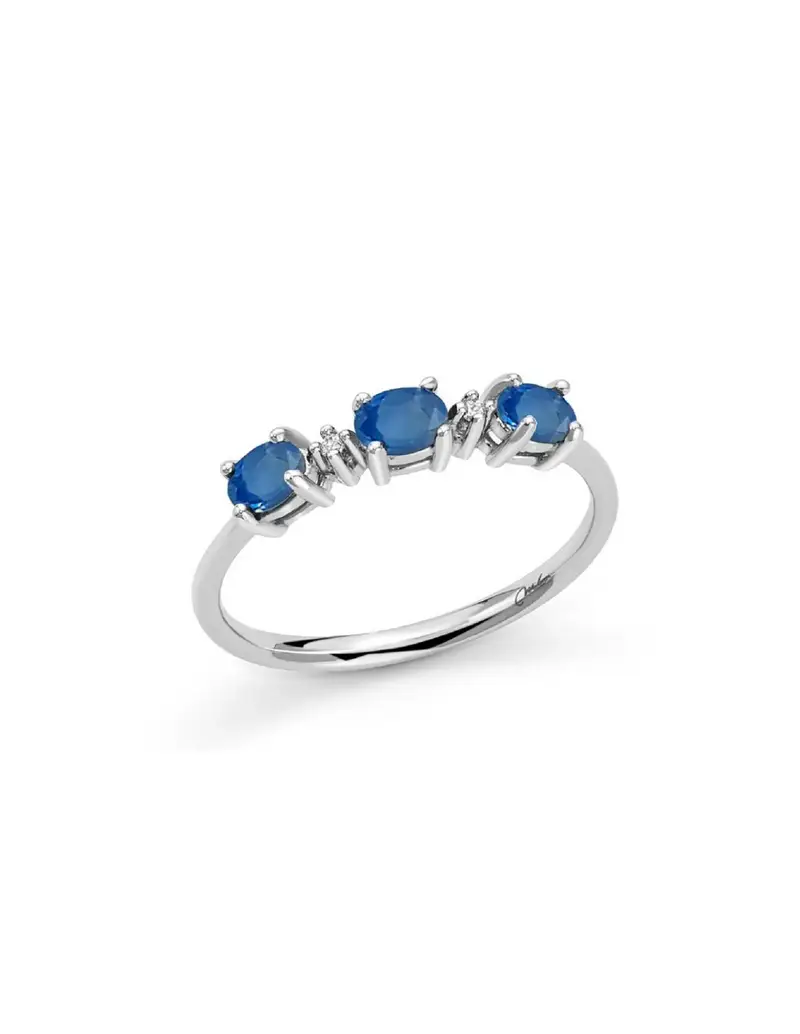 Anello trilogy MILUNA in oro 9Kt con zaffiri e diamanti LID3731X