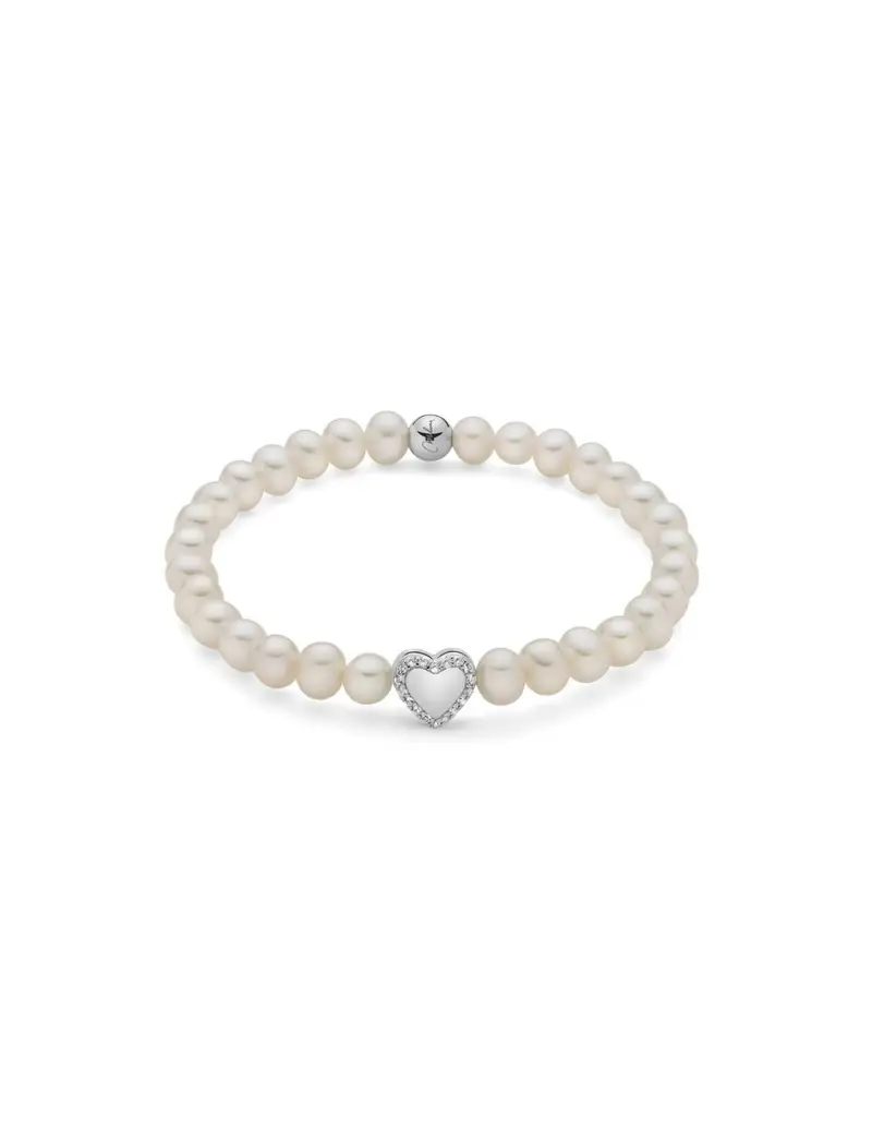 Bracciale elastico MILUNA in argento 925 con perle e cuore in argento PBR3505-TPZ